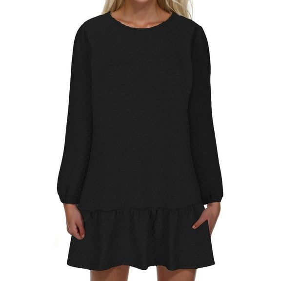 Ndbuld Women's Summer Plus Size Dress Women's Fall And Winter Oversized Loose Round Neck Short Sleeved Tie Printed Dress ,Black,L