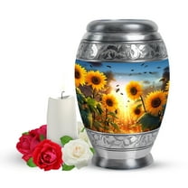 Yatskia Sunflower with Bees Small Cremation Urns for Human Ashes Adult Men and Women, Mini Memorial Urn for Ashes Adult, (Monar Pack of 1, 3 Inch)