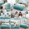 thumbnail image 5 of Rustic Stripes Bedding Duvet Cover Set Queen Size 4 Pieces Aqua Gradient Farmhouse Wood Grain Bedding Set with Zipper Closure, 1 Comforter Cover 90x92 Inches 1 Flat Sheet & 2 Pillow Cases, 5 of 7