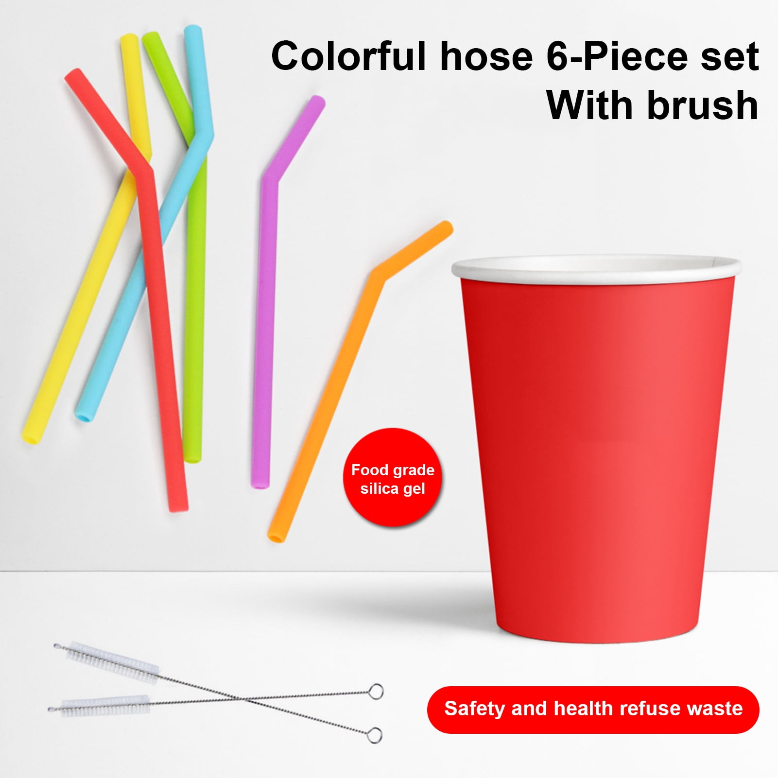 Cheers 1 Set Silicone Foldable Reliable Drink Straw Elastic Soft Water