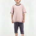 thumbnail image 2 of CYRBOKO Pajama Sets for Boys, Two-piece Casual Summer Elastic Waist Sleepwear Sets Khaki Size 8-9 T, 2 of 5