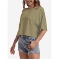 thumbnail image 5 of Women's Comfy Basic Workout Gym Short Sleeve Crop Tops Casual Loose Oversized T-Shirts, 5 of 6