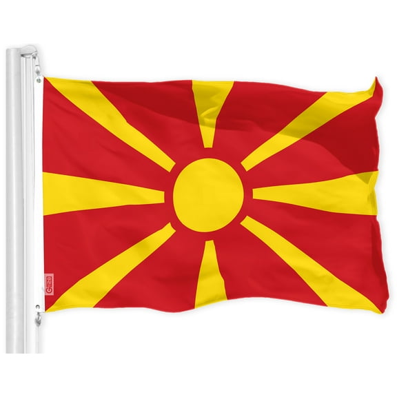 G128 Macedonia Macedonian Flag | 3x5 Ft | LiteWeave Pro Series Printed 150D Polyester | Country Flag, Indoor/Outdoor, Vibrant Colors, Brass Grommets, Thicker and More Durable Than 100D 75D Polyester