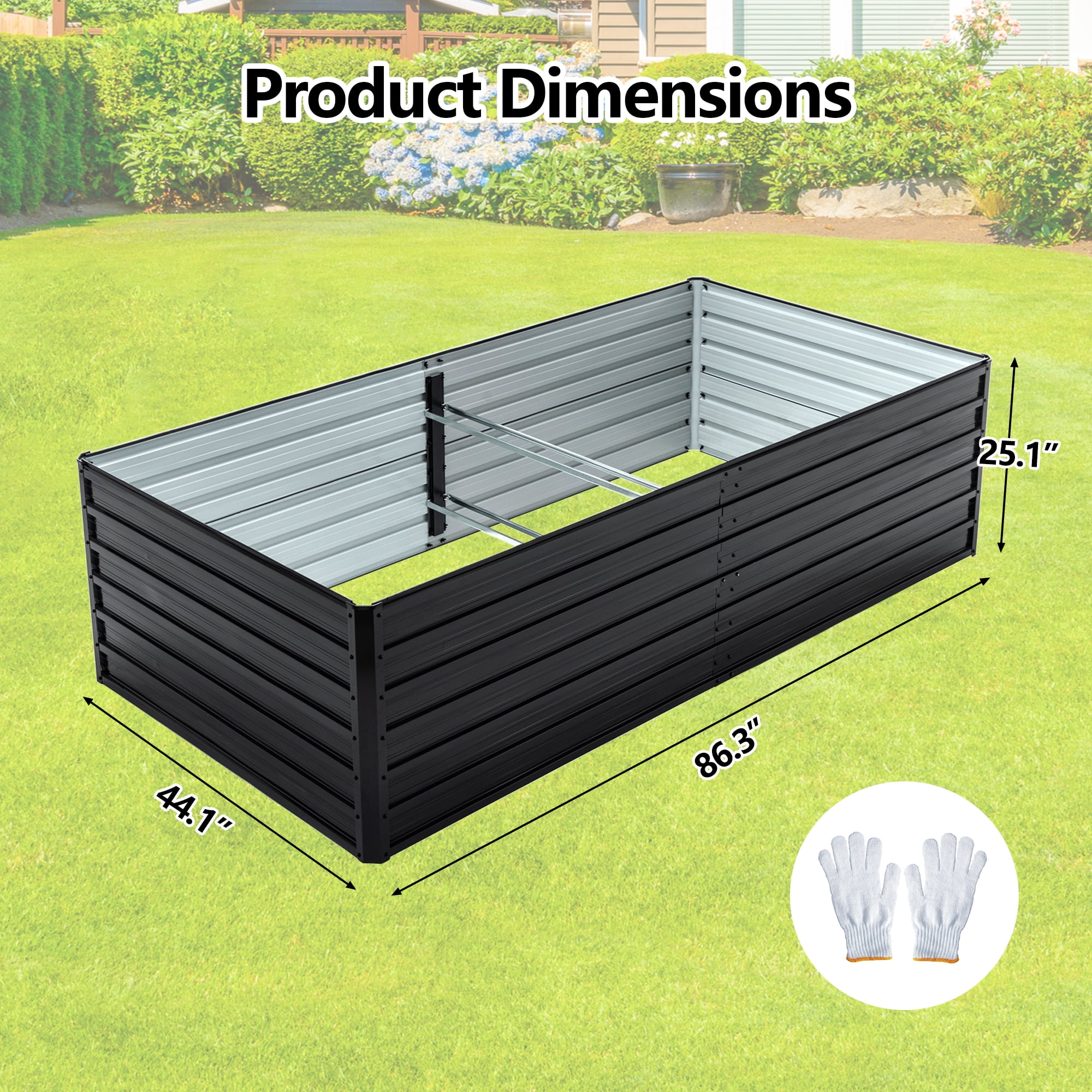 LZBEITEM Galvanized Raised Garden Bed, 2Pcs 8x4x2ft Metal Planter Box Outdoor, Metal Raised Garden Beds for Vegetables