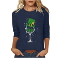thumbnail image 2 of T-Shirt Ample à Manches Trois-Quarts et Col Rond Imprimé pour la Saint-Patrick pour Femmes, 2 of 6
