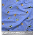 thumbnail image 2 of Soimoi Blue Rayon Fabric Leaves & Flowerpecker Bird Print Sewing Fabric Yard 42 Inch Wide, 2 of 3