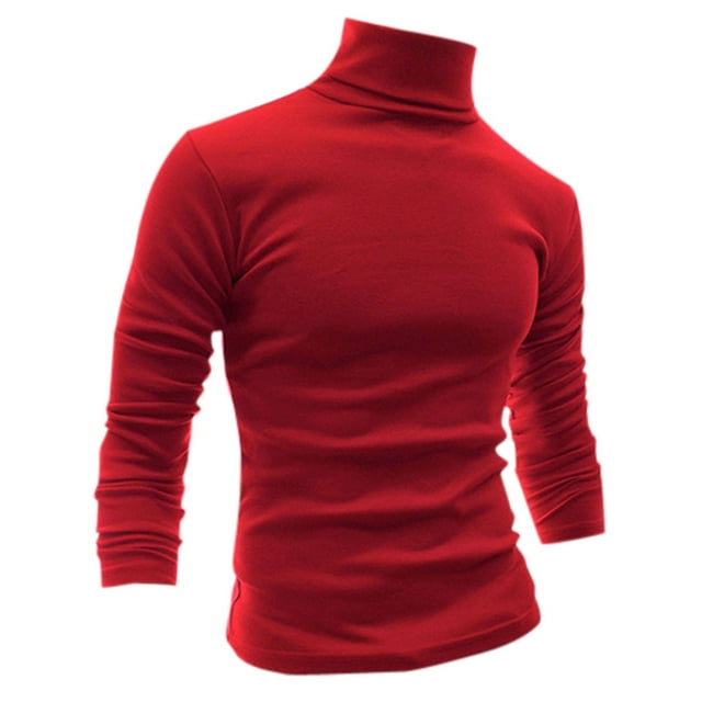 INSPIRE CHIC Men's Sweaters Pullover Turtle Neck Long Sleeve Stretchy Slim Fit Tops 50 Red