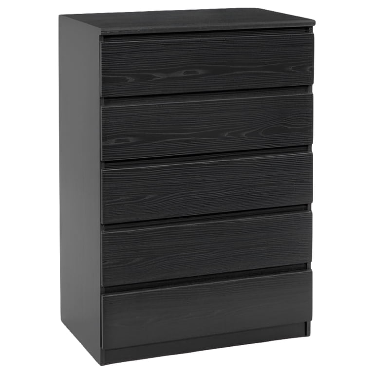 Bedroom Furniture Set: 6-Drawer Dresser, 5-Drawer Chest, and Two Wooden  Nightstands in Black Woodgrain - Walmart.com