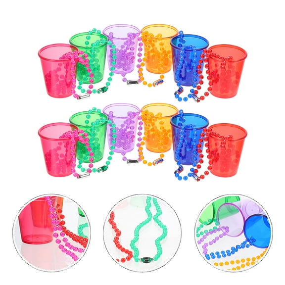 IBASETOY ABS Shot Cup Necklaces with Beads Design for Party and Home Use Assorted Color