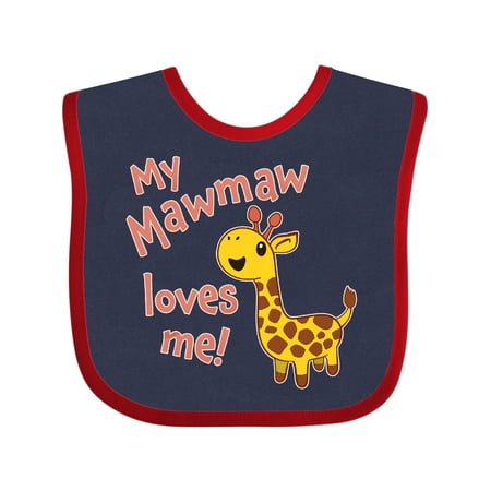 

Inktastic My Mawmaw Loves Me- Cute Giraffe Gift Baby Boy or Baby Girl Bib
