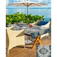 thumbnail image 5 of nqOlkjepod Boho Flower Blue Gray Outdoor Tablecloth with Umbrella Hole & Zipper, Retro National Floral Textured Rectangle Table Cover 60x102 Inch, Dining Waterproof Table Cloth Protector for Patio, 5 of 7