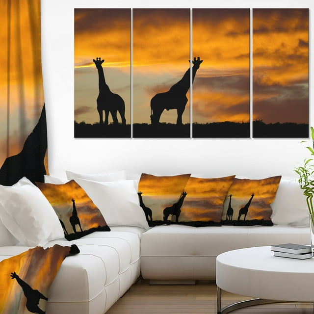 African Wildlife Silhouette - African Canvas Art Print