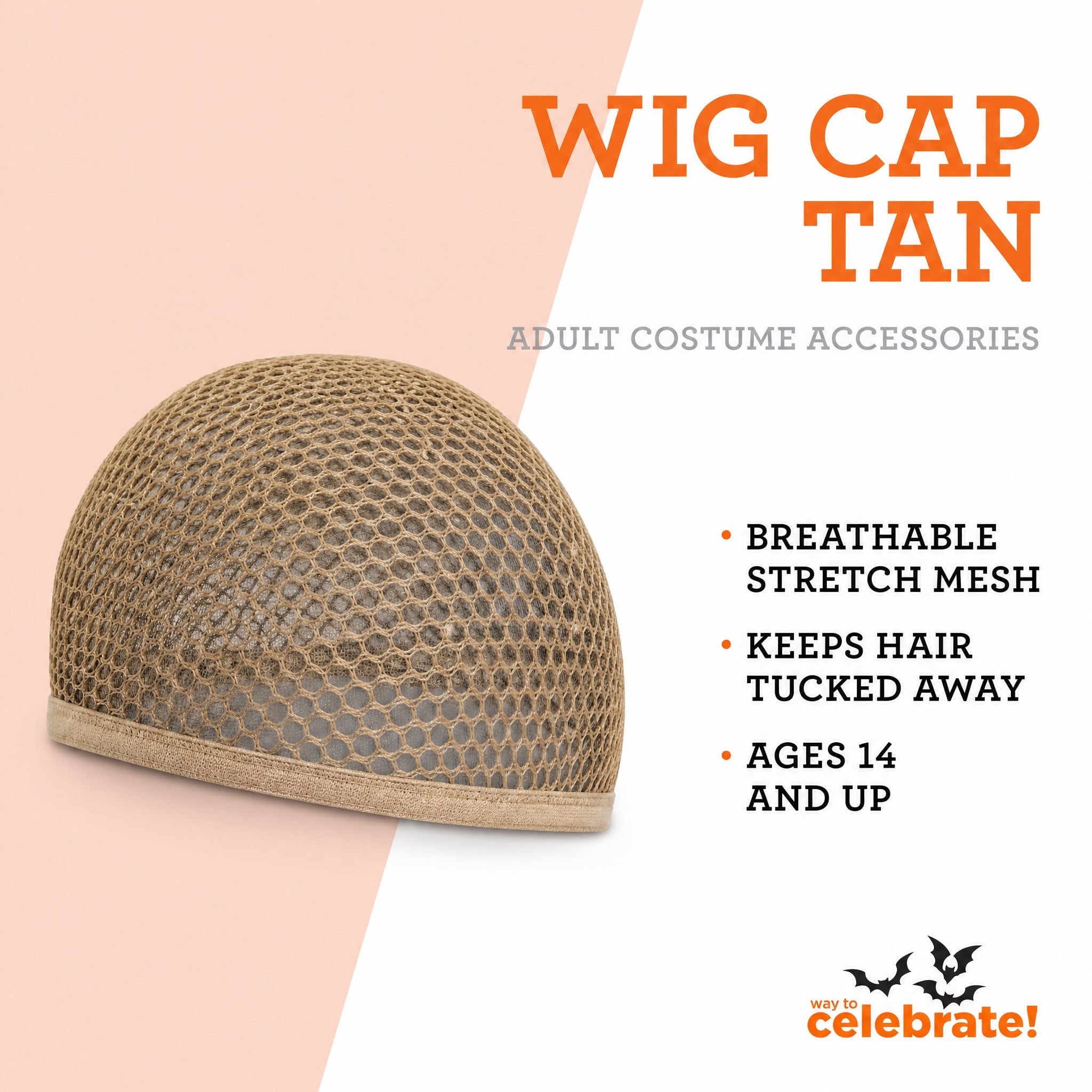 Wig Cap Costume Accessory for Adults, Tan, Halloween by Way To Celebrate