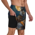 thumbnail image 3 of Picia Moon Night Sky Cute Rabbit pattern Mens Swim Trunks with Compression Liner Stretch Beach Shorts Quick Dry with Zipper Pockets No-Chafing Board Shorts-X-Large, 3 of 9