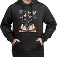 thumbnail image 3 of Sudadera con capucha unisex tendencia fantástica, estampado de libro mágico con aves y mariposas, cómoda y elegante para salidas informales, 3 of 5