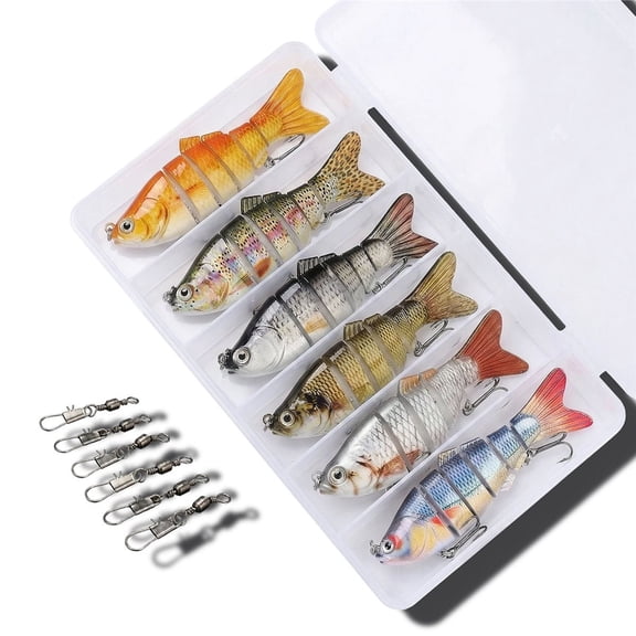 Quaqdae 👍Lifelike Swimbait Crankbait Fishing Lures 6 Pack Lot Tackle Box Multi Jointed