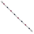 thumbnail image 3 of Gem Stone King 925 Sterling Silver Red Ruby and Blue Sapphire and Lab Grown Diamond Bracelet for Women | 4.63 Cttw | Gemstone July Birthstone | Oval 6X4MM | Length 7.25 inches, 3 of 6