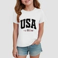thumbnail image 2 of Girls T-Shirt 2-14 Years American Flag Patriotic Print 4th of July Independence Day Outfit Casual Summer Tee Soft Versatile Classic Modern Cute(7-8 Years,A122-White), 2 of 4