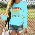 thumbnail image 2 of Women's Sorry Can't Dog Funnny Letter Print Sweatshirts Dog Lover Pullover Fashion Summer Clothes Y2K Tops Dressy Casual Long Sleeve Tunic Tops Flowy Round Neck Blouse Vintage Sky Blue T Shirts L, 2 of 7