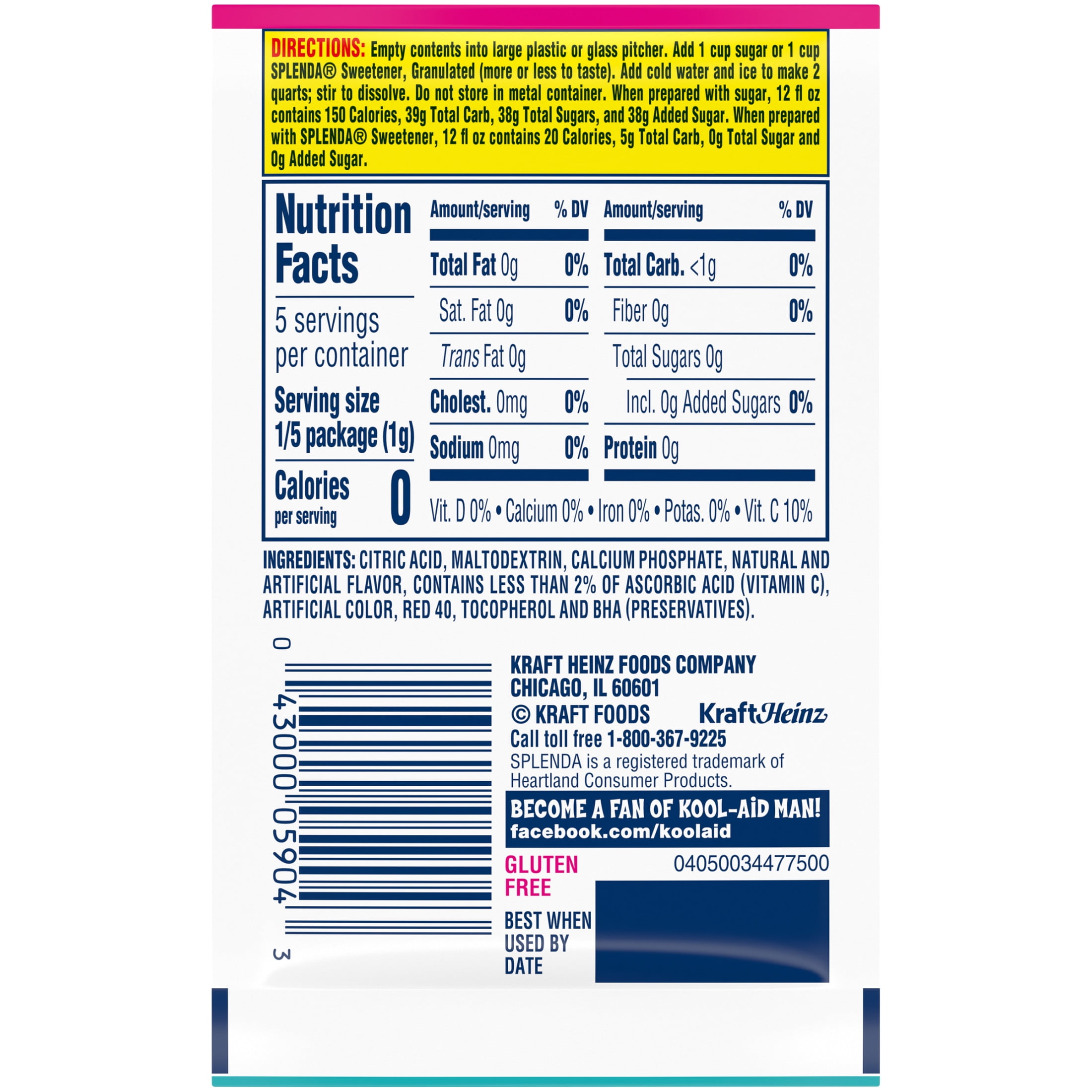Kool-Aid Unsweetened Drink Mix, 1 Packet, for Flavorful Hydration and Shareable Refreshment, Sharkleberry Fin Artificially Flavored, Good Source of Vitamin C, Caffeine Free, 0.16 oz