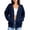 Navy, variant on TGSLY Drawstring Hooded Sweatshirt for Women Casual Full Zip Up Long Sleeve Jacket Oversized Open Front Solid Color Cardigan Coat with Pocket XL