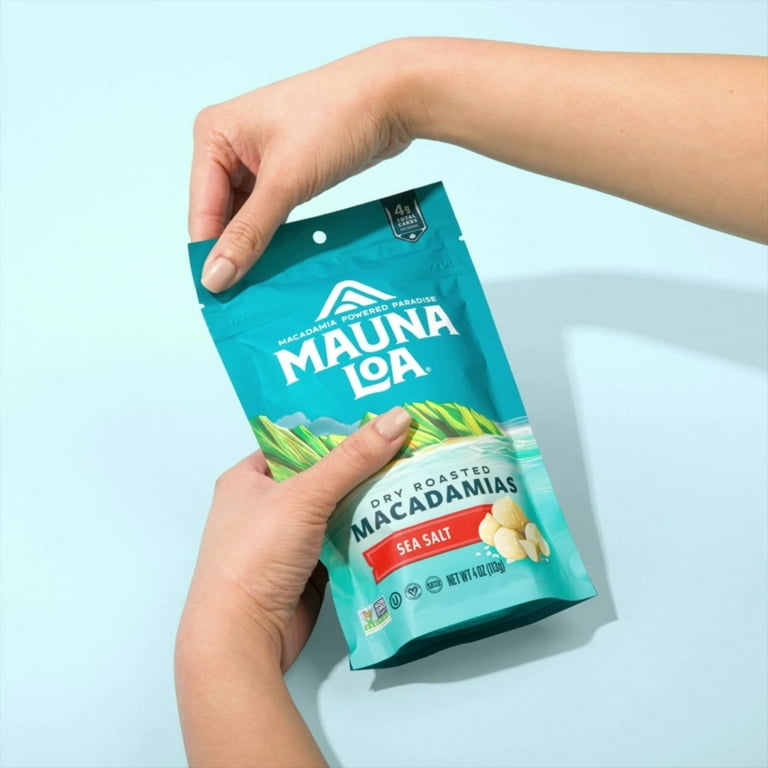 Mauna Loa Sea Salt Macadamia Nuts 4oz Bag, Dry Roasted, Crunchy