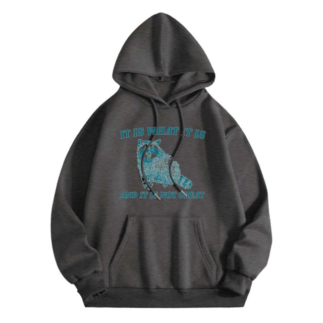 WEAIXIMIUNG Robe Sweat-Shirt Surdimensionnée Imprimé Mignon Manches Tombantes avec Poche