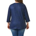 thumbnail image 4 of DARING DIVA Women's Plus V Neck 3/4 Sleeve Botanical Print Blouse Tunic Top 2X Navy Blue, 4 of 6
