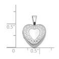 thumbnail image 4 of White Sterling Silver Charm Pendant 12 mm Rhodium-Plated Flower Border 12Mm Heart Locket, 4 of 5