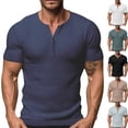 thumbnail image 1 of HVOBTTY Mens Summer Soft Versatile Pullover Comfortable Casual V Neck Zipper Short Sleeve Loose Breathable Daily Sport Base Layer Tops Gray, L, 1 of 4