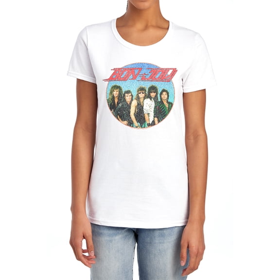 Bon Jovi Bon Sphere Women's T Shirt, White, 2X-Large