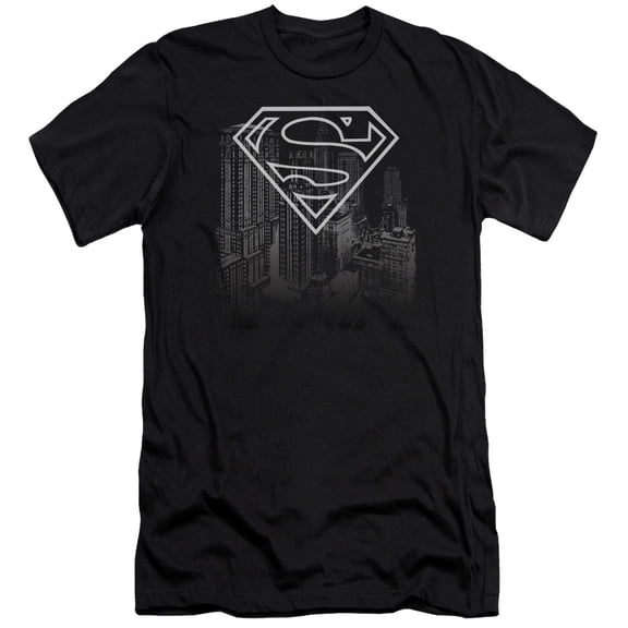 Superman Skyline Premium Adult Slim Fit 30/1 T-Shirt Black