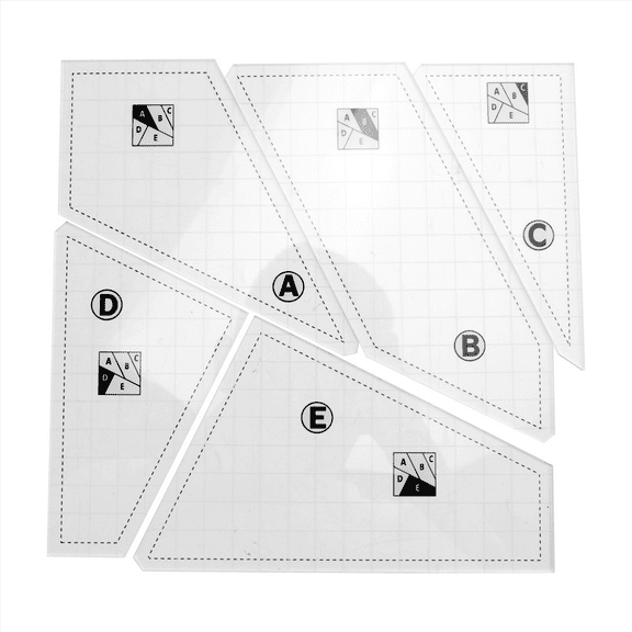 5Pcs Quilting Cutting Template Grids Crazier Eights Quilt Ruler Set Templates Acrylic
