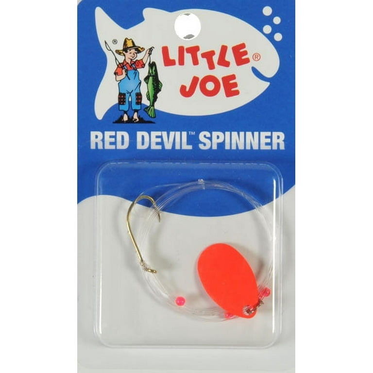 Little Joe Red Devil Single Hook Spinner 3 Indiana Fishing Lure Spinner Rig  Fluorescent Red 36 inch length Snell