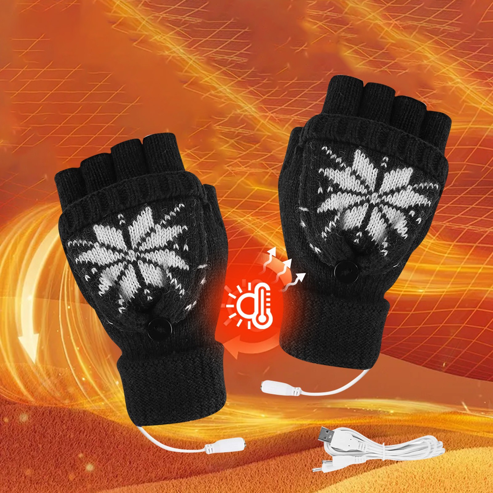 USB Rechargeable Heated Gloves - Nylon Hand Warmers with Adjustable Temperature for Winter, Outdoor Sports & Cold Weather