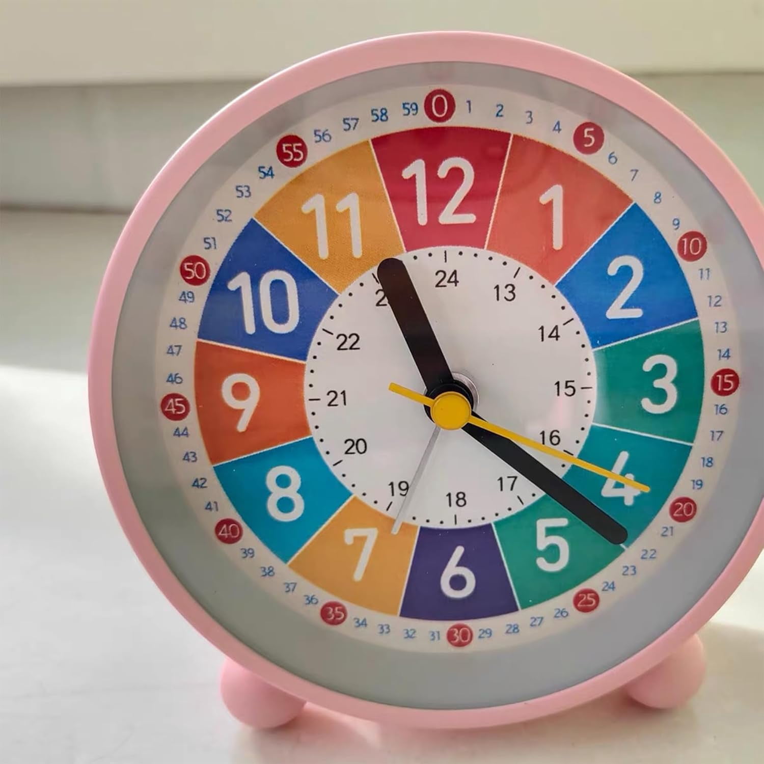 Analog Alarm Clock for Kids: Telling Time Teaching Clock for Kids, Learning Clock with Colorful Dial, Clock to Teach Kids How to Tell Time, Battery Operated Kids Alarm Clock with Back-Light (Blue)