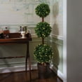 thumbnail image 2 of Gerson 4.5Ft. Pre-Lit Potted Triple Ball Faux Boxwood Tree with 100 Warm White LED Lights, 2 of 2