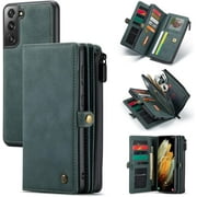 HAII for Galaxy S21 Wallet Case,Multi-Functional Leather Purse Flip Cover Zipper Wallet Case with Card Slots &