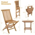 thumbnail image 3 of Costway 3PCS Patio Bistro Set Round Table Indonesia Teak Wood Folding Chair Slatted Tabletop Seat, 3 of 9