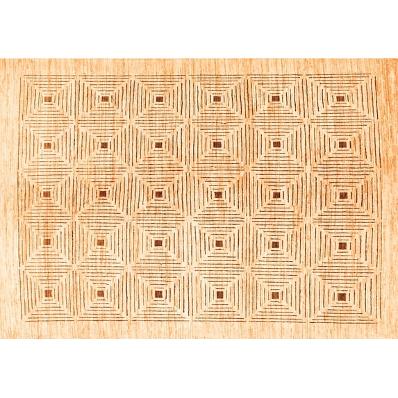 Ahgly Company Indoor Rectangle Abstract Orange Contemporary Area Rugs, 7' x 9'