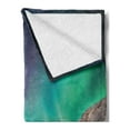 thumbnail image 2 of Nature Soft Flannel Fleece Throw Blanket, Aurora Borealis Above the Rocky Hills Magnetic Poles Solar Space Panorama, Cozy Plush for Indoor and Outdoor Use, 50" x 70", Jade Green, by Ambesonne, 2 of 5