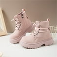 thumbnail image 2 of Krdevn Girls Suede Ankle Boots with Side Zipper and Lace Up Design for Autumn and Winter Casual Wear Comfortable Sole,Toddler Girl Shoes,Boys Shoes,Size:7-8 Years, 2 of 8