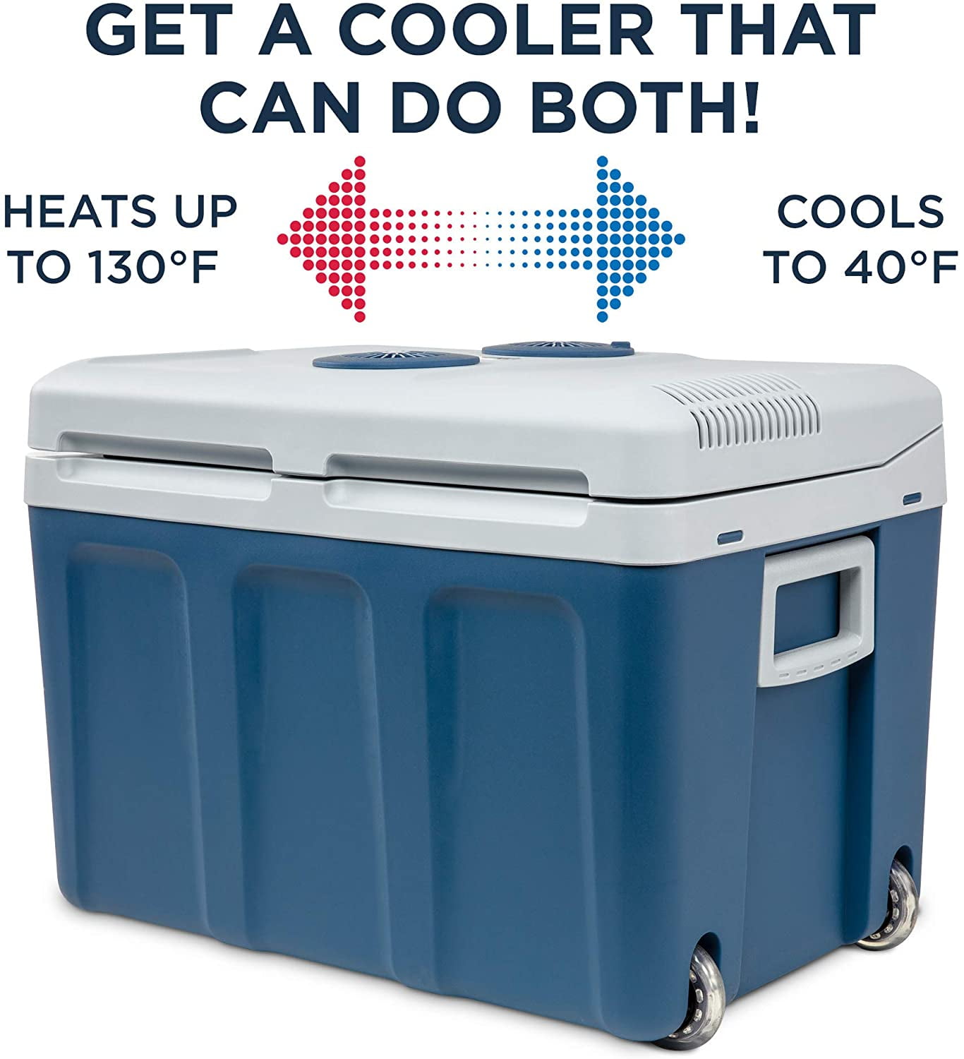 IVATION 48 Quart Portable Thermoelectric Cooler & Warmer with Wheels & Handle for Vehicles