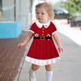 thumbnail image 3 of Gibobby vestido de princesa de Papá Noel Vestido de princesa a con estampado de de animados navideños de manga corta para niñas pequeñas (Blanco, 2-3 años), 3 of 4