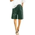 thumbnail image 4 of Clearance Linen Shorts for Women Wild-Flower Printed Bermuda Shorts Baggy Relaxed Fit Pull On Stretch Sweatpant Quick Dry Active Shorts Baggy Relaxed Fit Chino Shorts Workout Sport Yoga Clothes, 4 of 7