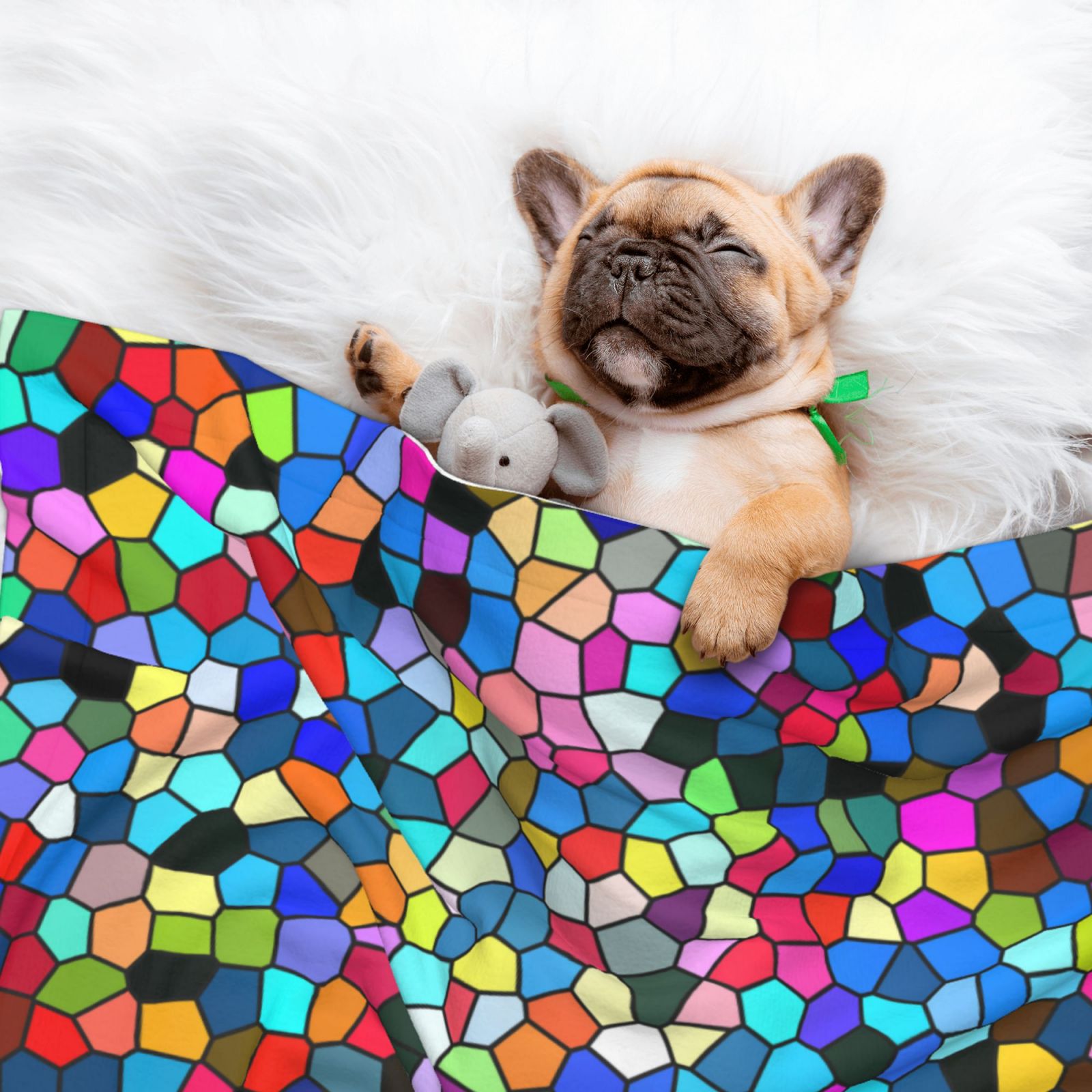 Naloa Colorful Tie Dye Stained Glass 2 Dog Blanket, 3 Sizes Cat Blanket for Indoor Cats Large Medium Small Dog Gifts-Large