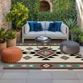 thumbnail image 2 of Southwest Geometric Outdoor Rug for Patio/Deck/Porch, Non-Slip Large Area Rug 5 x 7 Ft, Brown Mexican Aztec Boho Tribal Indoor Outdoor Rugs Washable Area Rugs, Reversible Camping Rug Carpet Runner, 2 of 8