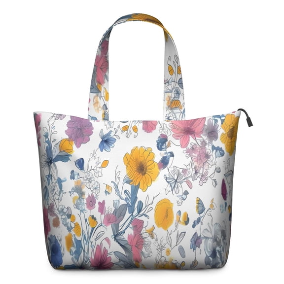 Pioneer Flower Floral Print Pattern Travel Tote Bags for Women Carry On,Large Weekender Bags for Women Travel,Multi Functional Duffle Bag for Work,Shopping,Sports