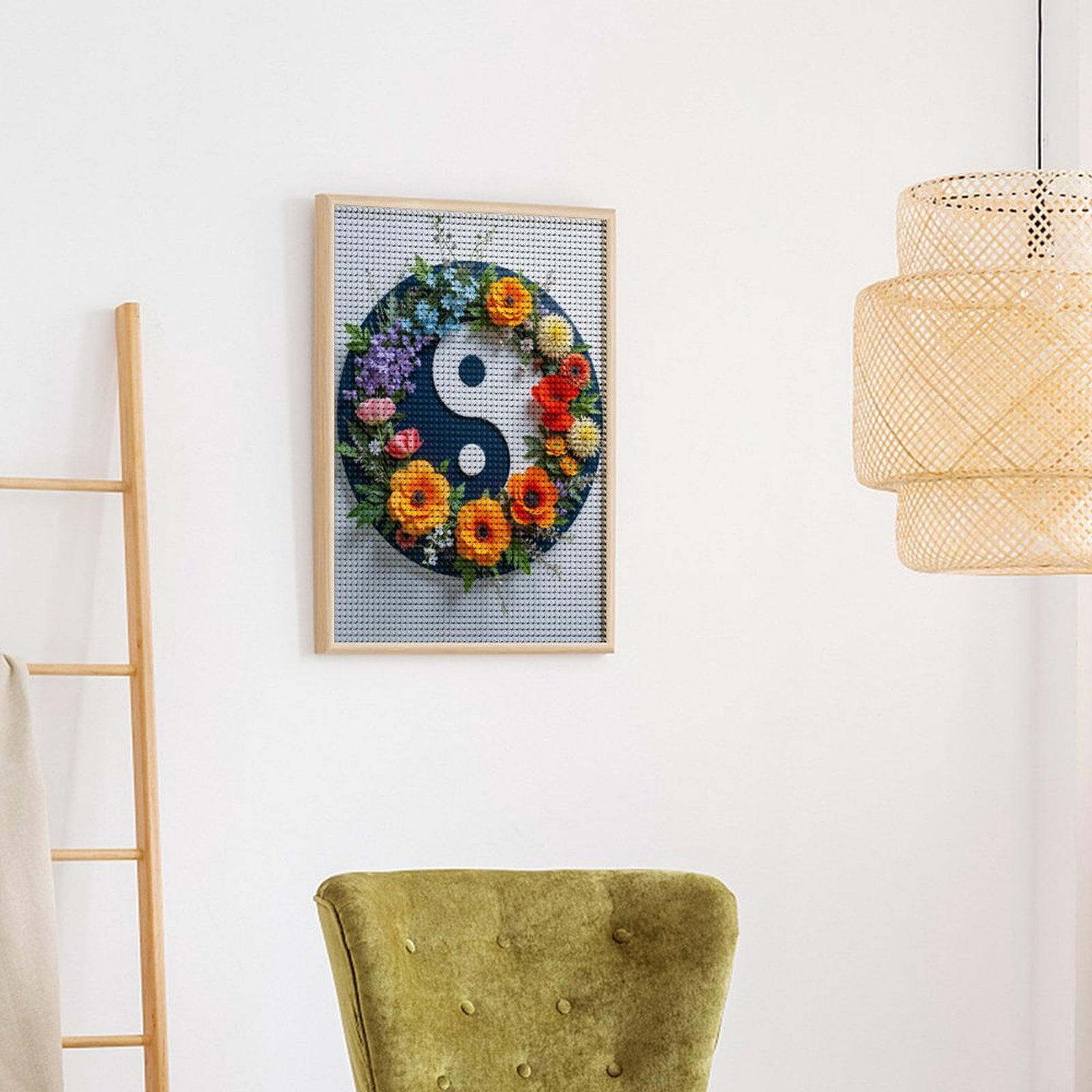 Diamond Art Kits for Adults, Balance Floral Yin Yang Display 5D Diamond Painting Kits for Adults Beginners, DIY Full Drill Diamond Painting, Gem Art and Crafts 12x16