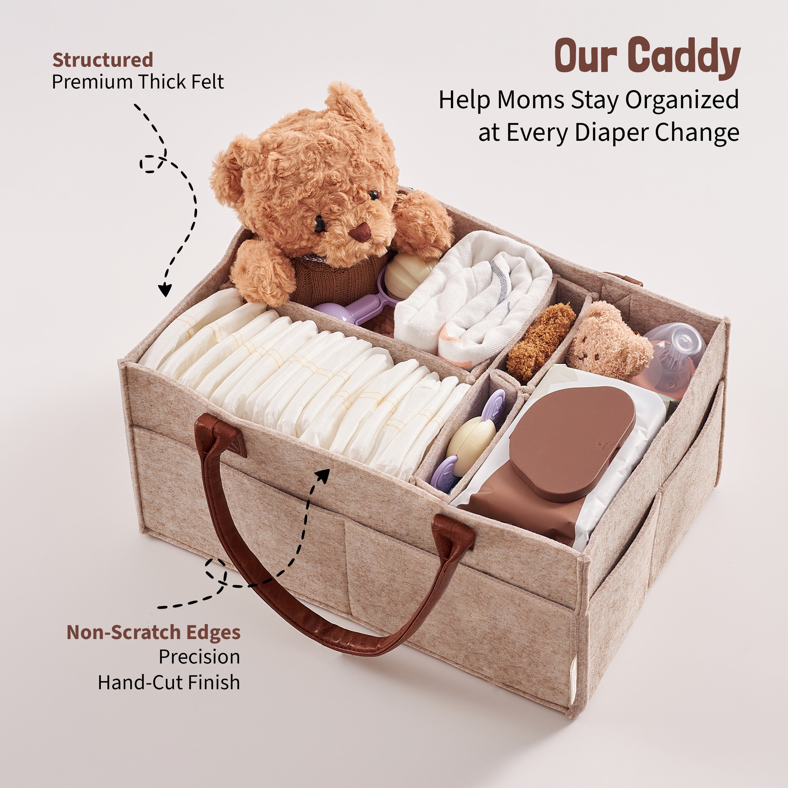 Lily Miles Baby Diaper Caddy Organizer - Nursery Storage Basket for Newborn Essentials - Shower Registry Gifts